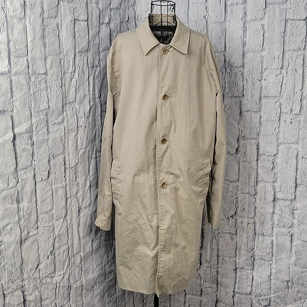 BANANA REPUBLIC Zipper and Button UP Men's Long Trench Coat‎ Tan Large